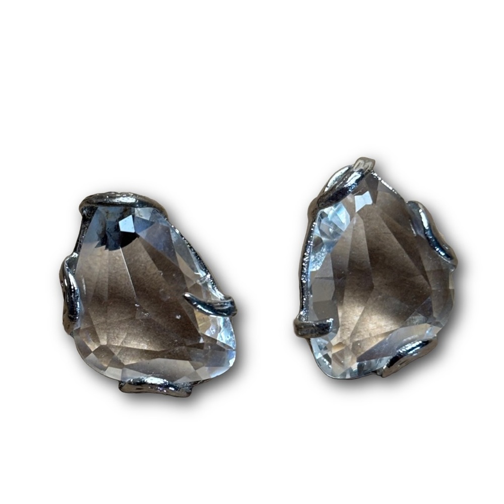 Elegant Silver Crystal Stud Earrings